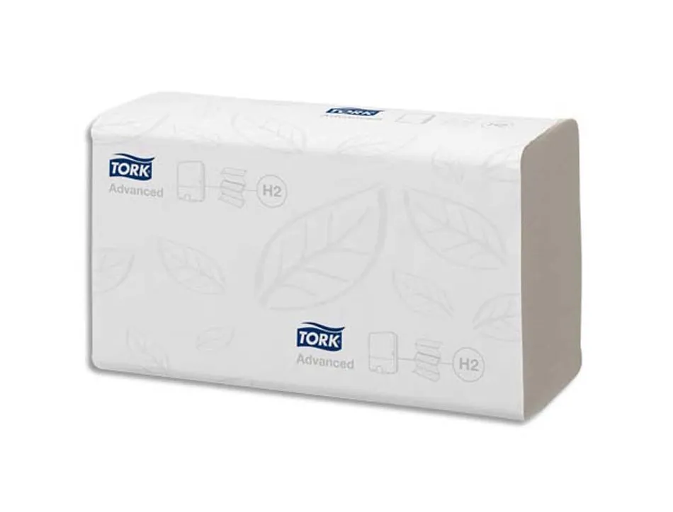 Essuie-mains tork h2 pliés en z motif torsade écolabel coloris blanc paquet 190 unités