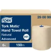 Essuie-mains tork matic h1 advanced papier naturel indechirable 2 plis blanc rouleau 150m