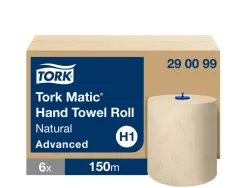Essuie-mains tork matic h1 advanced papier naturel indechirable 2 plis blanc rouleau 150m