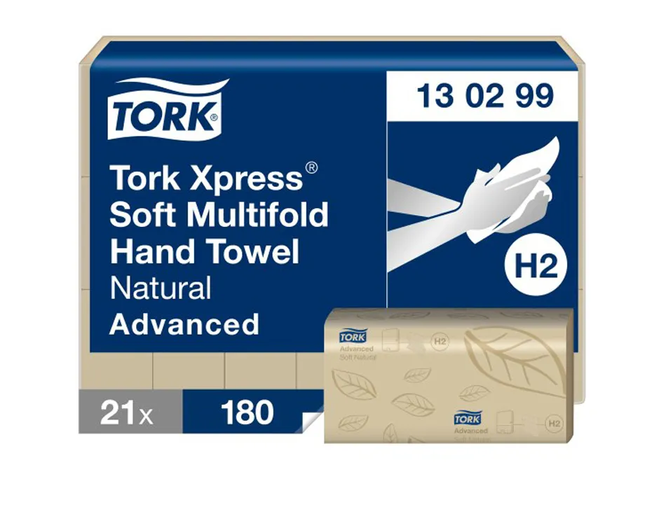 Essuie-mains tork xpress h2 advanced interfolies doux naturesl 2 plis blanc paquet 180 feuilles