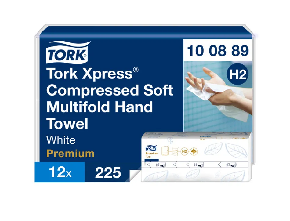 Essuie-mains tork xpress h2 premium interfolies doux compresses 2 plis z absorbants blanc paquet 225