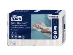 Essuie-mains tork xpress h2 premium interfolies doux compresses 2 plis m grand format blanc paquet 170