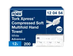 Essuie-mains tork xpress h2 advanced interfolies doux compresses 2 plis m grand format blanc paquet 200