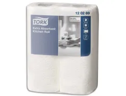 Essuie-tout tork extra-absborbant 2 plis 50f/rouleau paquet 2 rouleaux