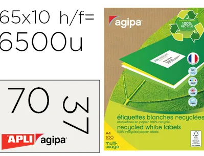Etiquette adhesive apli agipa multi-usage 38x21.2mm recyclée acrylique boîte 6500 unités