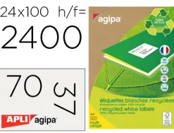 Etiquette adhesive apli agipa multi-usage 70x37mm recyclée acrylique boîte 2400 unités