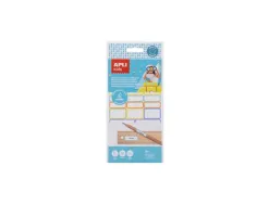 Etiquette apli adhesives plastifiees 3 tailles differentes coloris assortis pochette 35 unites