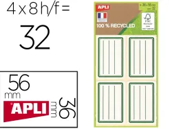 Etiquette apli scolaire 100% recycle 36x56mm bords arrondisligne et cadre coloris vert pochette 32 unites