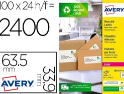 Etiquette autocollante avery adresse recyclee laser blanc 99,1 x 38,1 mm boite de 1400