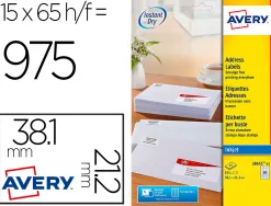 Etiquette autocollante avery adresse recyclee laser blanc 38,1 x 21,2mm boite de 975