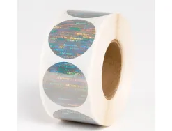 Etiquette autocollante avery holographique void avec transfert ronde diam. 37mm rouleau 1000 unites