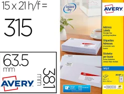 Etiquette autocollante avery adresse recyclee laser blanc 63,5 x 38,1 boite de 315