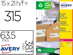 Etiquette autocollante avery adresse recyclee laser blanc 63,5 x 38,1mm boite de 315