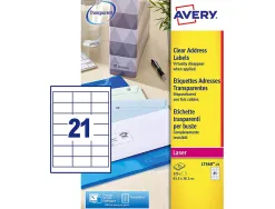 Etiquette autocollante avery adresse jet encre transparent 63,5 x 38,1 mm boite de 525