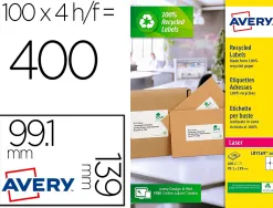 Etiquette autocollante avery adresse recyclee laser blanc 99,1 x 139 mm boite de 400
