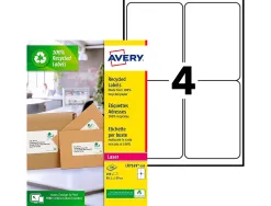 Etiquette autocollante avery adresse recyclee laser blanc 99,1 x 139 mm boite de 400