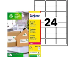 Etiquette autocollante avery adresse recyclee laser blanc 63,5 x 33,9 mm boite de 2400