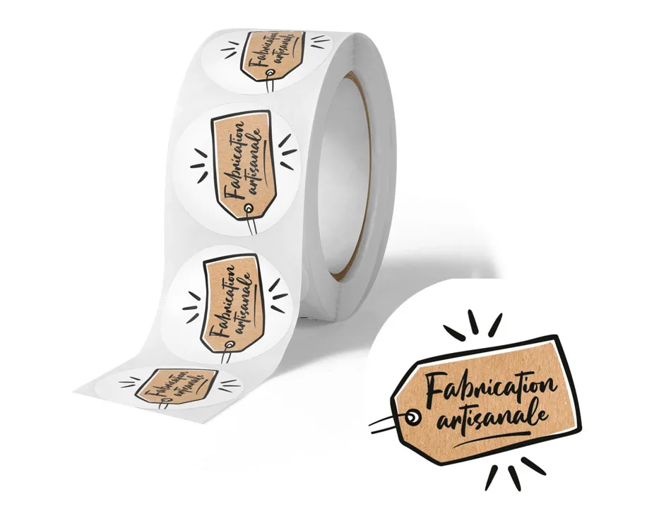 Etiquette autocollante avery fabrication artisanale ronde diam. 35mm rouleau 500 unites