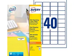 Etiquette autocollante avery adresse recyclee laser blanc 45,7 x 25,4mm boite de 4000