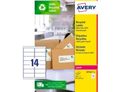 Etiquette autocollante avery adresse recyclee laser blanc 99,1 x 38,1mm boite de 210