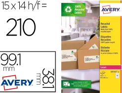 Etiquette autocollante avery adresse recyclee laser blanc 99,1 x 38,1mm boite de 210