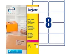 Etiquette autocollante avery expedition laser transparent99,1 x 67,7 mm boite de 200