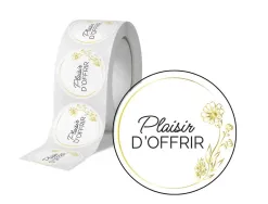 Etiquette autocollante avery plaisir d'offrir ronde diam. 35mm rouleau 500 unites