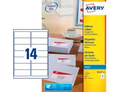 Etiquette autocollante avery adresse recyclee laser blanc 99,1 x 38,1mm boite de 210