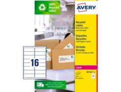 Etiquette autocollante avery adresse recyclee laser blanc 99,1 x 33,9mm boite de 240