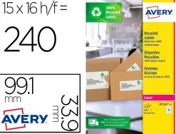 Etiquette autocollante avery adresse recyclee laser blanc 99,1 x 33,9mm boite de 240