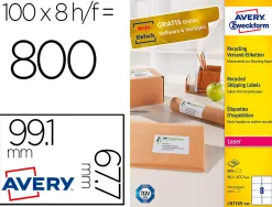 Etiquette autocollante avery adresse recyclee laser blanc 99,1 x 67,7 mm boite de 800