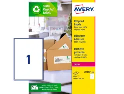Etiquette autocollante avery adresse recyclee laser blanc 199,6 x 289,1 mm boite de 100