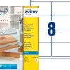 Etiquette autocollante avery adresse jet encre transparent 99,1 x 67,7 mm boite de 200