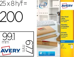 Etiquette autocollante avery adresse jet encre transparent 99,1 x 67,7 mm boite de 200