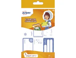 Etiquette avery congelation 63x33mm coloris motifs bleu 18 unites