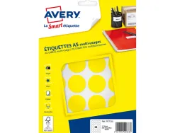 Etiquette avery multi-usages diam. 30 mm impression laser / jet d'encre / copieur coloris jaune 240 unites