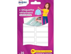 Etiquette avery pour vetements blanche 45 x 13 mm boite de 36