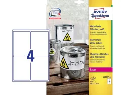 Etiquette avery ultra resistantes polyester laser blanc 99,1 x 139mm boite de 80