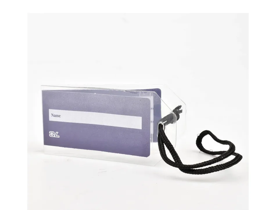 Etiquette bagage tarifold plastifiable 40x165mm coloris transparent sachet 4 unites