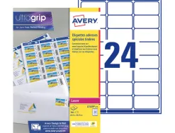 Etiquette expedition avery impression laser 63,5x33,9mm coloris blanc pochette 360 unites