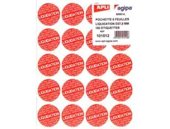 Etiquette imprimee liquidation apli agipa adhesive format pastille diametre 37,5mm 1000 unites