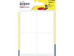 Etiquette manuscrite avery 38x50mm coloris blanc pochette 28 unites