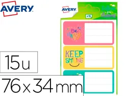 Etiquette scolaire avery phrases fun 76x34mm paquet de 15