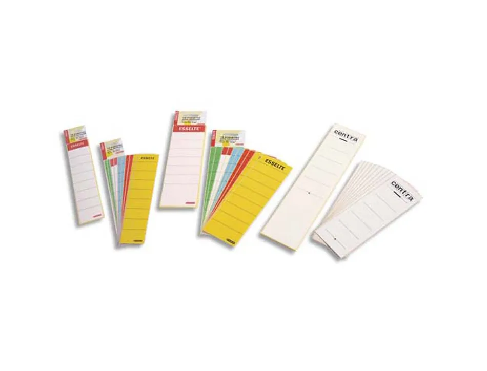 Etiquettes adhesives pour classeur a levier esselte dos large coloris blanc sachet de 10