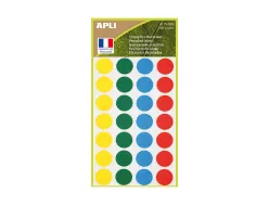 Etiquettes apli 100% recycle ï15mm coloris assortis pochette 140 unites