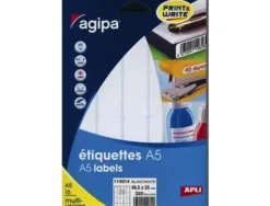 Etiquettes apli 6x33,5mm planches a5 coloris blanc pochette 2048 unites