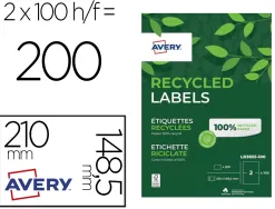 Etiquettes avery recyclees multiusages 210x148,5 mm coloris blanches 200 unites