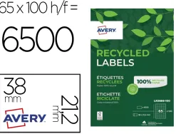 Etiquettes avery recyclees multiusages 38x21,2 mm coloris blanches 6500 unites