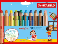 Etui 10 crayons 3 en 1 woody + tc