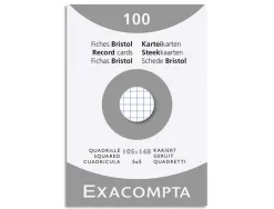 Etui 100 fiches exacompta bristol quadrillee 5x5 non perforee blanc 105x148mm